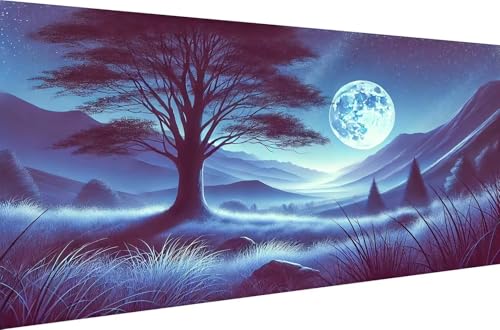 Diamond Painting Malen nach Zahlen für Erwachsene 5D DIY Full Drill Set Crystal Strass Stickerei Home Dekoration Geschenk Diamant Malerei Kits Eine mondbeschienene Landschaft,Quadrat Bohrer,120X60cm von Stceaol