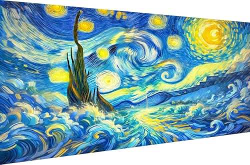 Diamond Painting für Erwachsene Home Dekoration Geschenk Malen nach Zahlen 5D DIY Full Drill Set Diamant Malerei Kits Crystal Strass Stickerei Sternenhimmel und Meer,Runde Bohrer,110X55cm von Stceaol