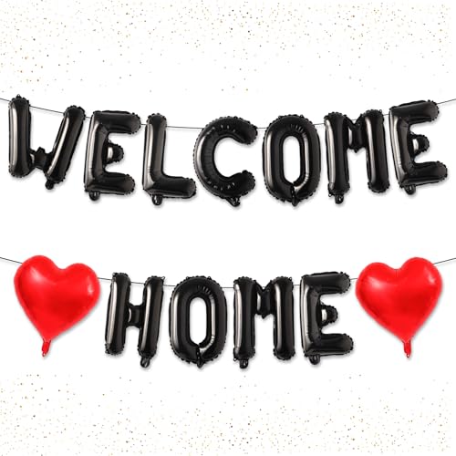 Stcomart Welcome Home Luftballons Banner, Patriotische Willkommen Home Dekorationen für Army Navy Marines Air Force Homecoming Dekoration, Schwarz von Stcomart