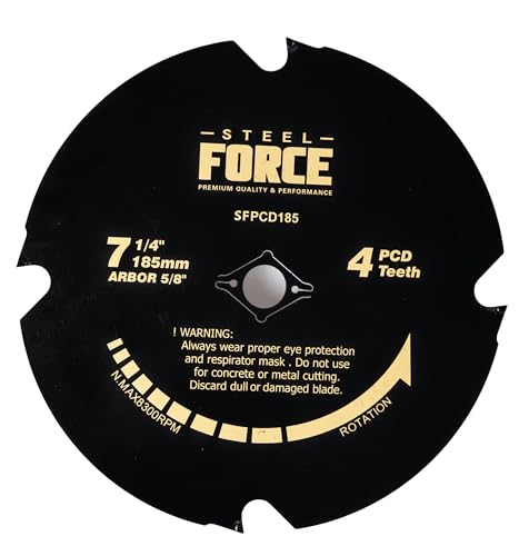 Steel Force CRPCD185 PCD-Hardie Klinge für Faserzement und Laminat, 17,8 cm, 4 Zähne, polykristallin, diamantbestückt, 19,5 cm von Steel Force