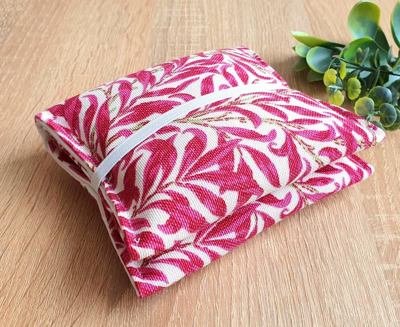 Bindentäschchen, Bindentasche, Bindenetui Pink Leaves von Steffbags