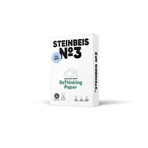 STEINBEIS Nr. 3 PUREWHITE, Reprogrammpapier, 100% recycelt, Naturfarbe, 80 g, A3, blauer Engel, 500 Blatt von Steinbeis