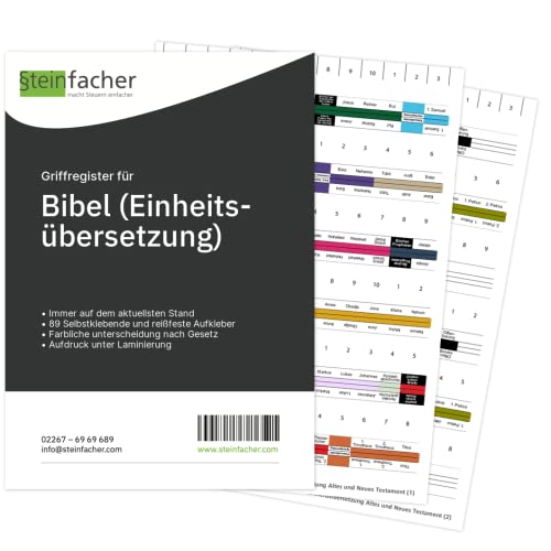 Steinfacher Bibelregister/Griffregister für BIBEL (Einheitsübersetzung) - 89 bedruckte Aufkleber von Steinfacher