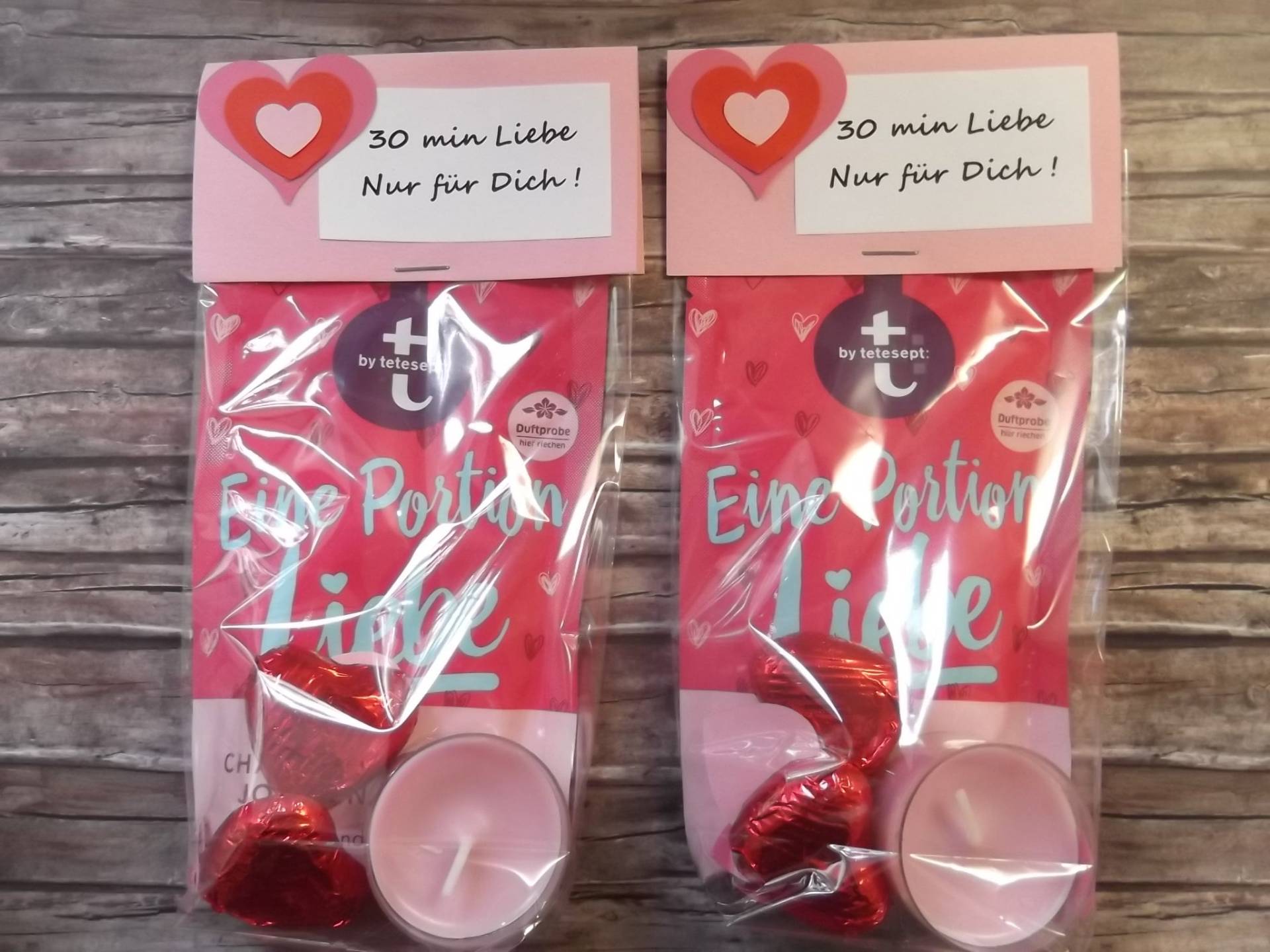 2x 30 Min Liebe - Badezusatz Schokolade + Teelicht Valentinstag Geburtstag Muttertag Geburtstagsgeschenk Frau Weihnachten Weihnachtsgeschenk von StempelscheuneSBK