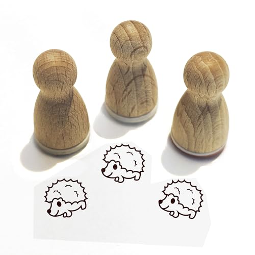 Stemplino® Ministempel® -12mm Durchmesser - Holzstempel - Serie 10 - Tiere Kinder Schule Kindergarten Stempel Bullet Journal Tierstempel Klassenstempel (F057) von Stemplino