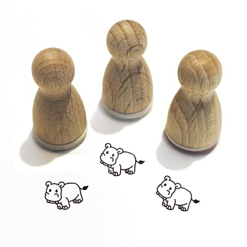 Stemplino® Ministempel® -12mm Durchmesser - Holzstempel - Serie 10 - Tiere Kinder Schule Kindergarten Stempel Bullet Journal Tierstempel Klassenstempel (F074) von Stemplino