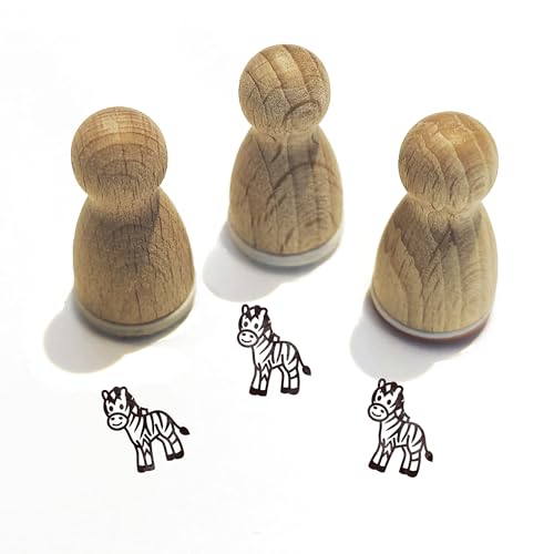 Stemplino® Ministempel® Motiv: Zeno Zebra F078-12mm Durchmesser - Holzstempel - Serie 10 - Tiere Kinder Schule Kindergarten Stempel Bullet Journal Tierstempel Klassenstempel mit Zebra von Stemplino