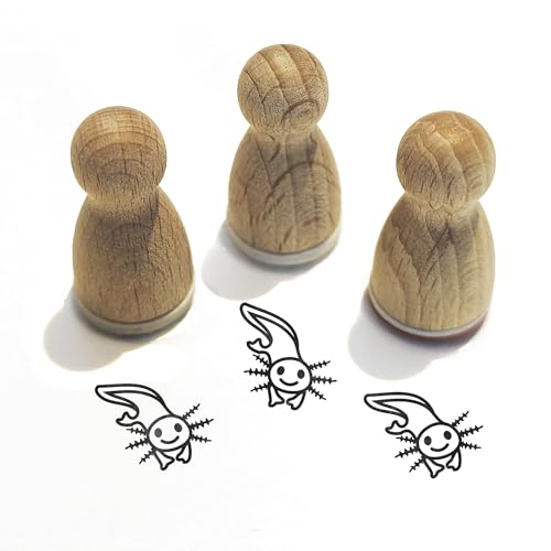 Stemplino® Ministempel® - Motiv: Alfons Axolotl F018-12mm Durchmesser - Holzstempel Kinder Stempel Bullet Journal Stempel mit Axolotl Motiv Axolotl Stempel von Stemplino