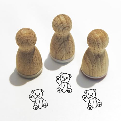 Stemplino® Ministempel - Motiv Elsa Eisbär - 12mm Durchmesser - Holzstempel Stempel Bullet Journal Stempel mit Tiermotive Stempel F008 von Stemplino