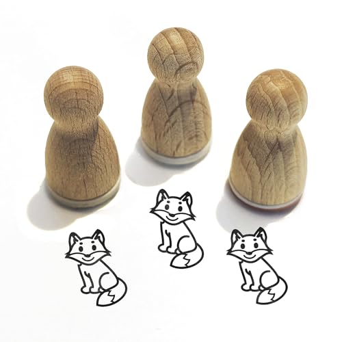 Stemplino® Ministempel® - Motiv: Fia Fuchs F015-12mm Durchmesser - Holzstempel Kinder Stempel Bullet Journal Stempel mit Fuchs Motiv Fuchs Stempel von Stemplino