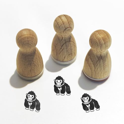 Stemplino® Ministempel® - Motiv: Gloria Gorilla F005-12mm Durchmesser - Holzstempel Kinder Stempel Bullet Journal Stempel mit Gorilla Motiv Gorilla Stempel von Stemplino