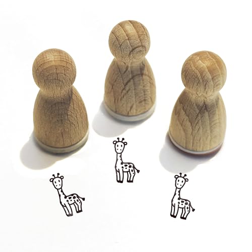 Stemplino® Ministempel® - Motiv: Gundula Giraffe F067-12mm Durchmesser - Holzstempel - Serie 10 - Tier Schule Kinder Stempel Bullet Journal Stempel mit Drache von Stemplino