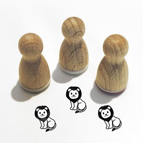 Stemplino® Ministempel - Motiv Tiere - 12mm Durchmesser - Holzstempel Kinder Schule Stempel Bullet Journal Stempel mit Tiermotive Stempel (F007) von Stemplino