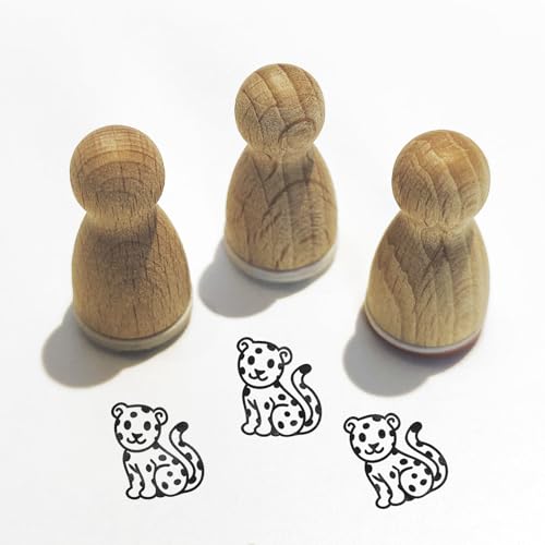 Stemplino® Ministempel - Motiv Tiere - 12mm Durchmesser - Holzstempel Kinder Schule Stempel Bullet Journal Stempel mit Tiermotive Stempel (F002) von Stemplino