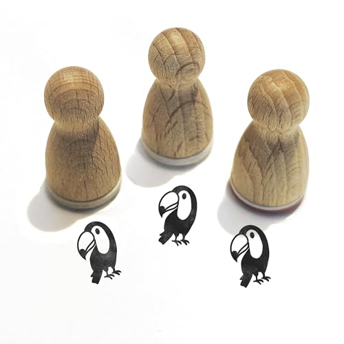 Stemplino® Ministempel - Motiv Tiere - 12mm Durchmesser - Holzstempel Kinder Schule Stempel Bullet Journal Stempel mit Tiermotive Stempel (F035) von Stemplino