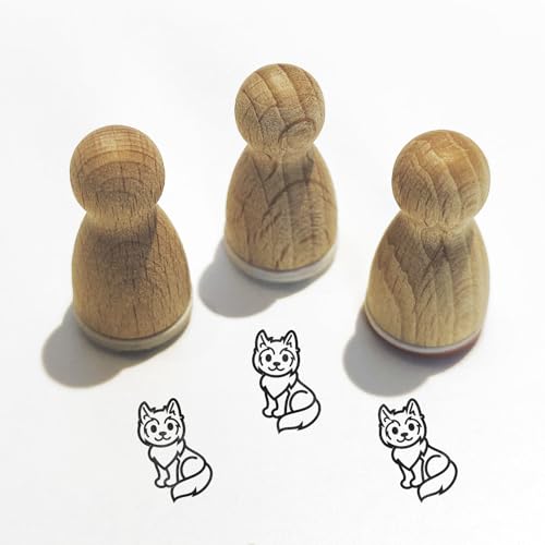 Stemplino® Ministempel® - Motiv: Willy Wolf F006-12mm Durchmesser - Holzstempel Kinder Stempel Bullet Journal Stempel mit Wolf Motiv Wolf Stempel von Stemplino