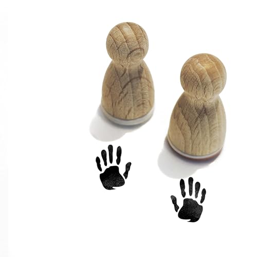 Stemplino® Stempel - Motiv: 2er Set Hand - 2 Stempel Hand links und rechts - Holzstempel Wichtelhand Stempel Wichtelzubehör Wichtel Spuren (12mm) F81+F82 von Stemplino