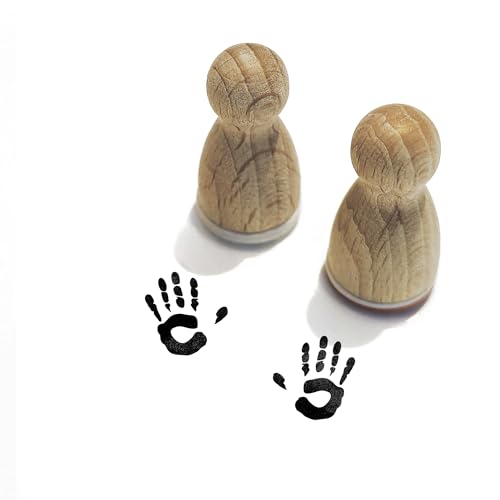 Stemplino® Stempel - Motiv: 2er Set Handabdruck - Holzstempel Wichtelhand -2 Stempel Hand links und rechts - Stempel Wichtelzubehör Wichtel Spuren (12mm) F79+F80 von Stemplino