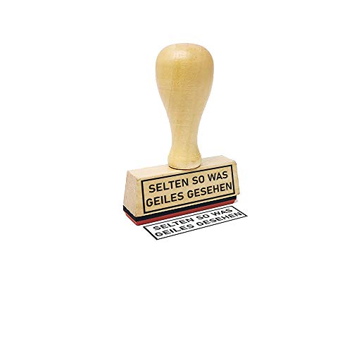 Stemplino® Textstempel - selten so was Geiles gesehen - 50mm x 15mm Holzstempel mit Text Bürostempel Firmenstempel Stempel Büro Text Stempel von Stemplino