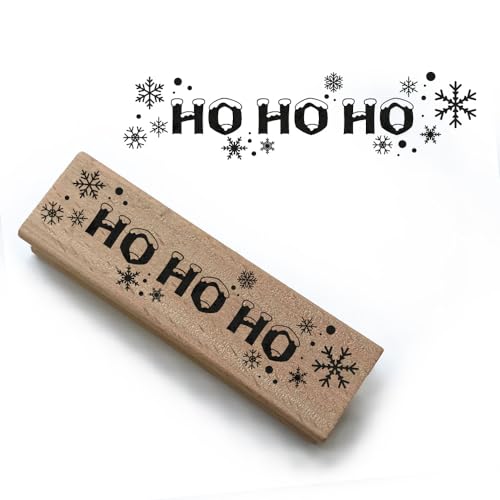 Weihnachtsstempel - Motiv: HO HO HO - Motivgröße 96x24 mm - PR0 22 - Motivstempel aus Holz & Gummi zum Karten basteln, Weihnachten Stempel von Stemplino