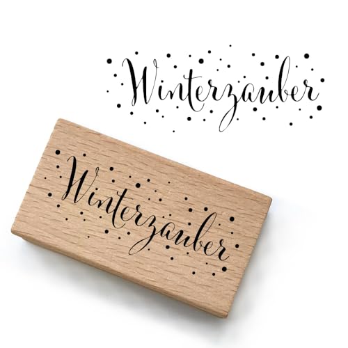 Weihnachtsstempel - Motiv: Winterzauber - Motivgröße 64x26 mm - PR033 - Motivstempel aus Holz & Gummi zum Karten basteln, Weihnachten Stempel von Stemplino