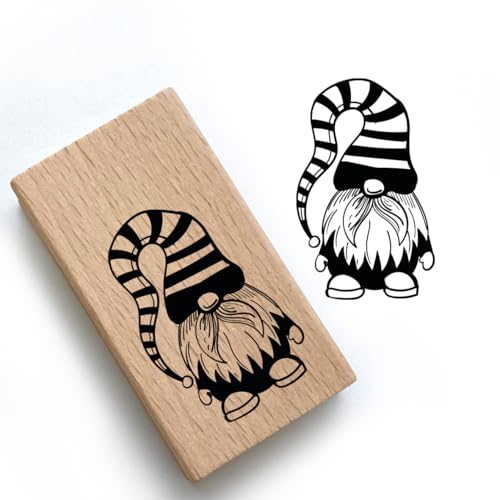 Weihnachtsstempel - Wichtel - Motivstempel aus Holz & Gummi zum Karten basteln, Weihnachten Stempel, Adventskalender (Wichtel 3) von Stemplino