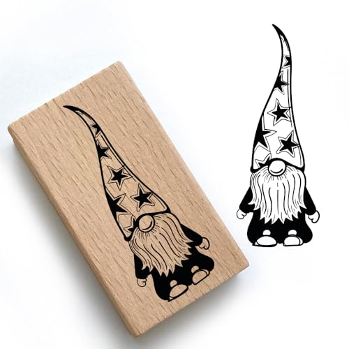 Weihnachtsstempel - Wichtel - Motivstempel aus Holz & Gummi zum Karten basteln, Weihnachten Stempel, Adventskalender (Wichtel 4) von Stemplino