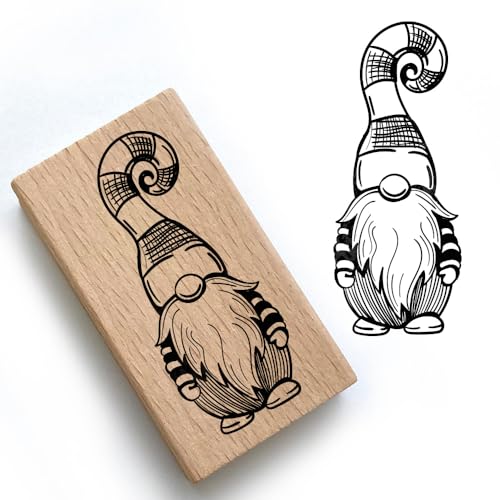 Weihnachtsstempel - Wichtel - Motivstempel aus Holz & Gummi zum Karten basteln, Weihnachten Stempel, Adventskalender (Wichtel 6) von Stemplino