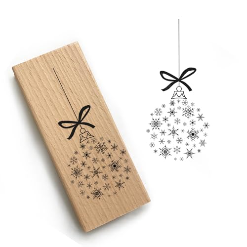 orig. Stemplino® Weihnachtsstempel - Stempel - Für Geschenke und Karten zu Weihnachten - hochwertiger Holzstempel - auch schön als Geschenk (Christbaumkugel 2) von Stemplino