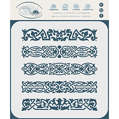 Keltische Clip Schablone 23 x 24 cm (M) - Irische Kelten Wikinger Haarspange Knotwork Design Gewebt Ethno Geflochten Schutz Knoten Schablonen für Malerei Schablone von Stencil Company