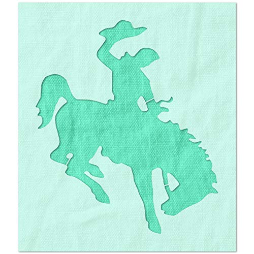 Stencil Stop Cowboy on Bucking Bronco Schablone – wiederverwendbar für DIY-Projekte, Malen, Zeichnen, Basteln – 14 mm Mylar-Kunststoff (19,5 x 22,9 cm) von Stencil Stop