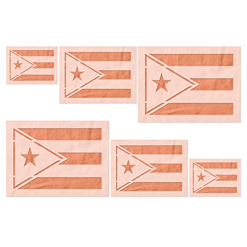 Stencil Stop Kurze Schablone mit Puerto Rico-Flagge, wiederverwendbar für DIY-Projekte, Malen, Zeichnen, Basteln, 14 mm Mylar-Kunststoff (6 Stück (5,1 cm, 7,6 cm und 10,2 cm, je 2 Stück) von Stencil Stop