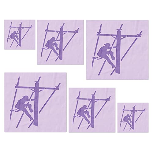 Stencil Stop Lineman Schablone – wiederverwendbar für DIY-Projekte, Malen, Zeichnen, Basteln, 14 mm Mylar-Kunststoff (6 Stück (5,1 cm, 7,6 cm und 10,2 cm, je 2 Stück) von Stencil Stop