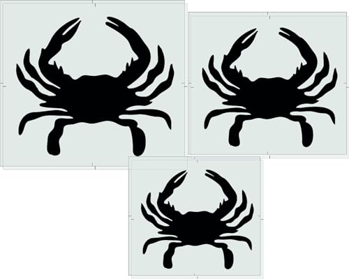 Stencil Stop Maryland Crab Logo Schablone – wiederverwendbar für DIY-Projekte, Malen, Zeichnen, Basteln, 14 mm Mylar-Kunststoff (6 Stück, 5,1 cm, 7,6 cm und 10,2 cm) von Stencil Stop