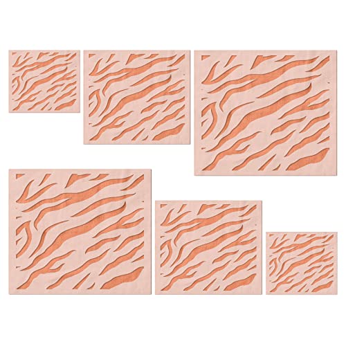 Stencil Stop Tigerstreifen-Schablone, wiederverwendbar für DIY-Projekte, Malen, Zeichnen, Basteln, 14 mm Mylar-Kunststoff (6 Stück (5,1 cm, 7,6 cm und 10,2 cm, je 2 Stück) von Stencil Stop