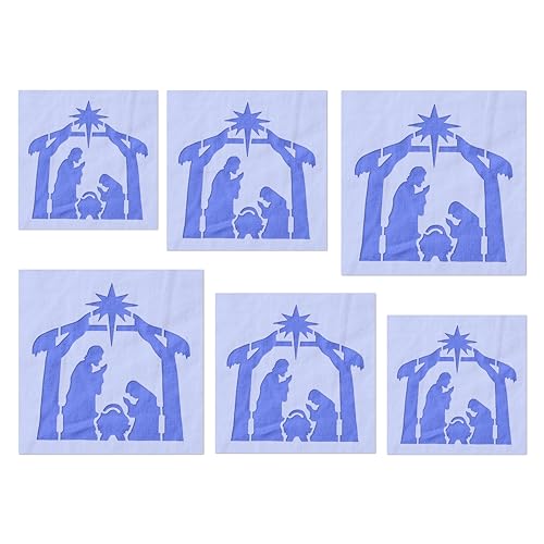 Stencil Stop Weihnachtskrippen-Schablone – wiederverwendbar für DIY-Projekte, Malen, Zeichnen, Basteln, 14 mm Mylar-Kunststoff (6 Stück (5,1 cm, 7,6 cm und 10,2 cm, je 2 Stück) von Stencil Stop