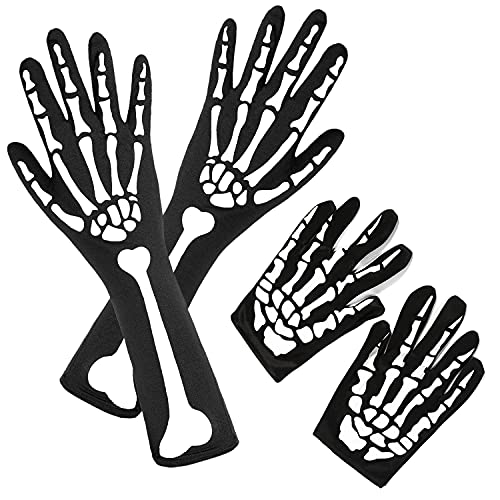 Steowsey 2 Paar Halloween Skeleton Handschuhe mit Skeleton Armmanschette Vollfinger Langarm Skeleton Handschuhe für Kinder und Erwachsene Steowsey 2 Paar Halloween Skeleton Handschuhe mit Skeleton Armmanschette Vollfinger Langarm Skeleton Handschuhe für Kinder und Erwachsene von Steowsey