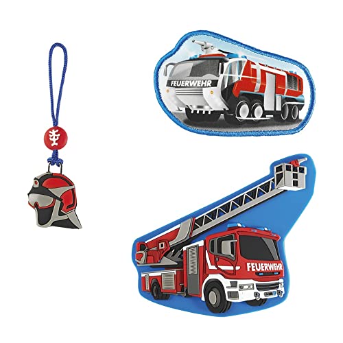 Step by Step Magic Mags „Fire Engine Brandon“, 3-teilig, 2 Magnet-Applikationen und 1 Anhänger, als Ergänzung für den Schulranzen oder Vorschulrucksack, für Jungen von Step by Step