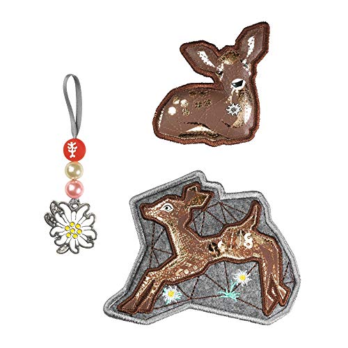 Step by Step Magic Mags „Modern Deer“, 3-teilig, 2 Magnet-Applikationen und 1 Anhänger, als Ergänzung für den Schulranzen oder Vorschulrucksack, für Mädchen von Step by Step