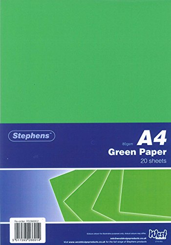 Stephens RS266952 Papier - 20 Blatt Leuchtende farben, 80 g/m2, grün von Stephens