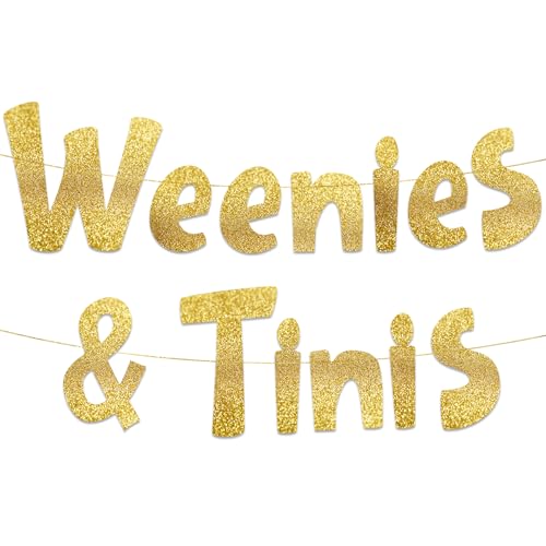 Weenies & Tinis Bachelorette Party Gold Glitter Banner – Junggesellinnenabschied-Dekorationen, Gastgeschenke und Zubehör von Sterling James Co.