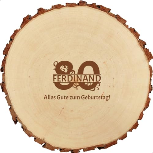 Baumscheibe 23cm mit Gravur (Namen) personalisiert Holz-Scheibe als Gästebuch Geschenk-Idee zum Geburtstag/Jubiläum, Motiv D4 - verschiedene Zahlen von Sterngraf