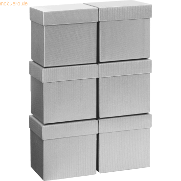 6 x Stewo Geschenkbox 10x10x10cm Cube One Colour silber von Stewo