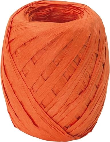 Stewo Raffia Bast Geschenkband,7mm x 30m, orange, Naturbast gefärbt auf Großrolle, zum Verpacken, Basteln, Dekorieren, Flechten von Stewo