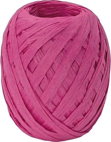 Stewo Raffia Bast Geschenkband,7mm x 30m, pink, Naturbast gefärbt auf Großrolle, zum Verpacken, Basteln, Dekorieren, Flechten von Stewo