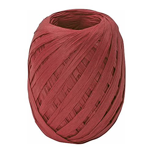 Stewo Raffia Bast Geschenkband,7mm x 30m, rot, Naturbast gefärbt auf Großrolle, zum Verpacken, Basteln, Dekorieren, Flechten von Stewo