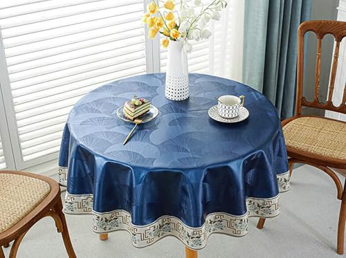 Stfery Rund Tischdecke 240 Marineblau Tischtuch Vintage Pu Mond Und Stickerei Tischtuch Schmutzabweisend Dauerhaft für Wohnzimmer von Stfery