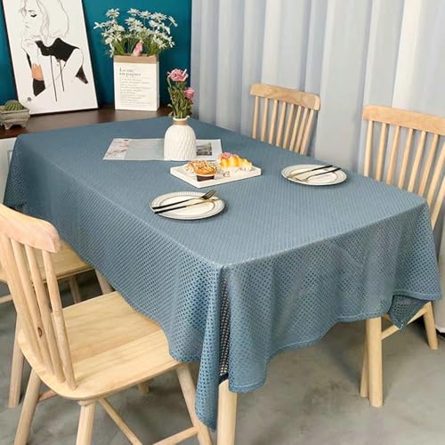 Stfery Tafeltuch 140x220 Grau Blau Home Tischdecke Polyester Geometrisches Kleines Gitter Tischtuch Mit Fleckenschutz Dauerhaft für Garten von Stfery