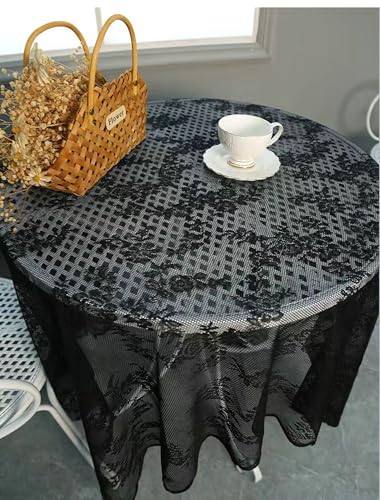 Stfery Tischdecke 70x180 Schwarz Tischdecke Modern Polyester Stickerei Blumen Und Spitze Tischdecke Abwaschbar Wasserdicht Dauerhaft für Garten von Stfery