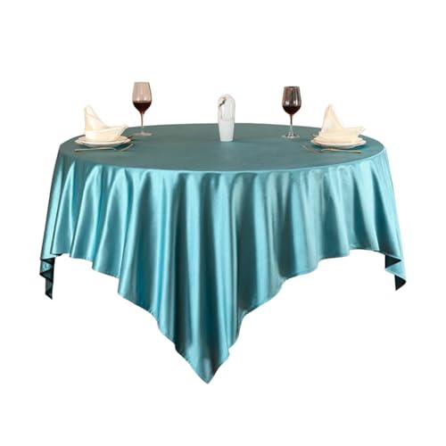 Stfery Tischdecke Abwaschbar Eckig 180x180 Blau Tischdekoration Esstisch Satin Tuch Volltonfarbe Fleckschutz Tischdecke Dauerhaft für Balkon von Stfery